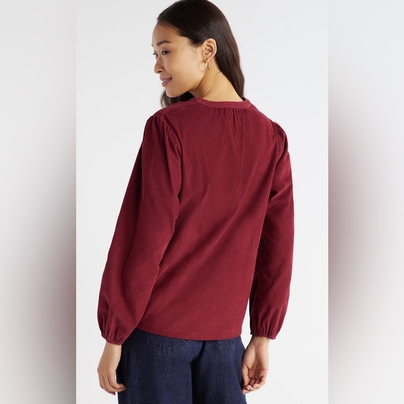 Time and Tru Women's Puff Sleeve Corduroy Top - Picture 4 of 6